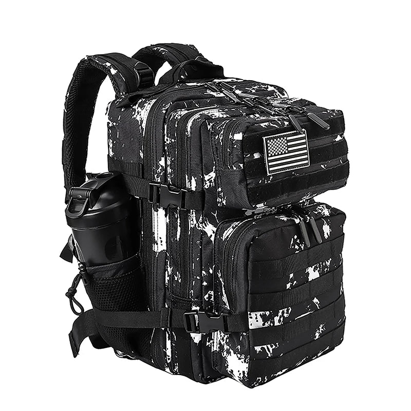 LHI 45L/35L/25L Tactical Backpack for Men and Women Waterproof Athlete Gym Outdoor Bag Travel Hiking Rucksack with Bottle Holder