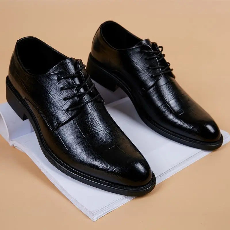 Men's Formal Shoes Black Spring Autumn Pointed Toe Legitimate Leather Official Suit High Quality Fashion Party Social Shoe Male