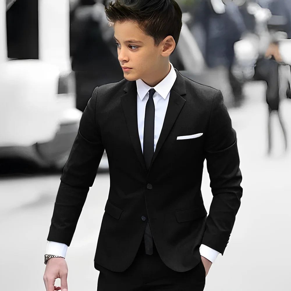 2 Piece Light Gray Boy Tuxedos For Wedding Notched Lapel Custom Kids Trim Fit Groomsmen Boy Suits