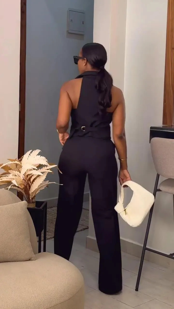 Pants Set Women Two Piece Sets Sexy Matching Sets Sleeveless Vest Tops Wide Leg Long Pants High Waist Slim Fit Y2k Streetwear