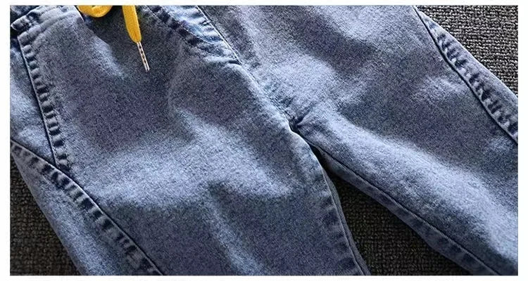 Spring Autumn Denim For Boys' Set New 2024 Korean Version Jacket Fashion Jeans Handsome Two-Piece Set