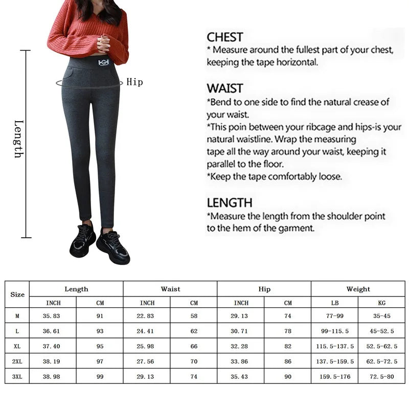 Winter Thermal Pants For Woman Lamb Cashmere Leggings High Waist Extra Thick Wool Tights Pants Warm Fleece Insulated Trousers