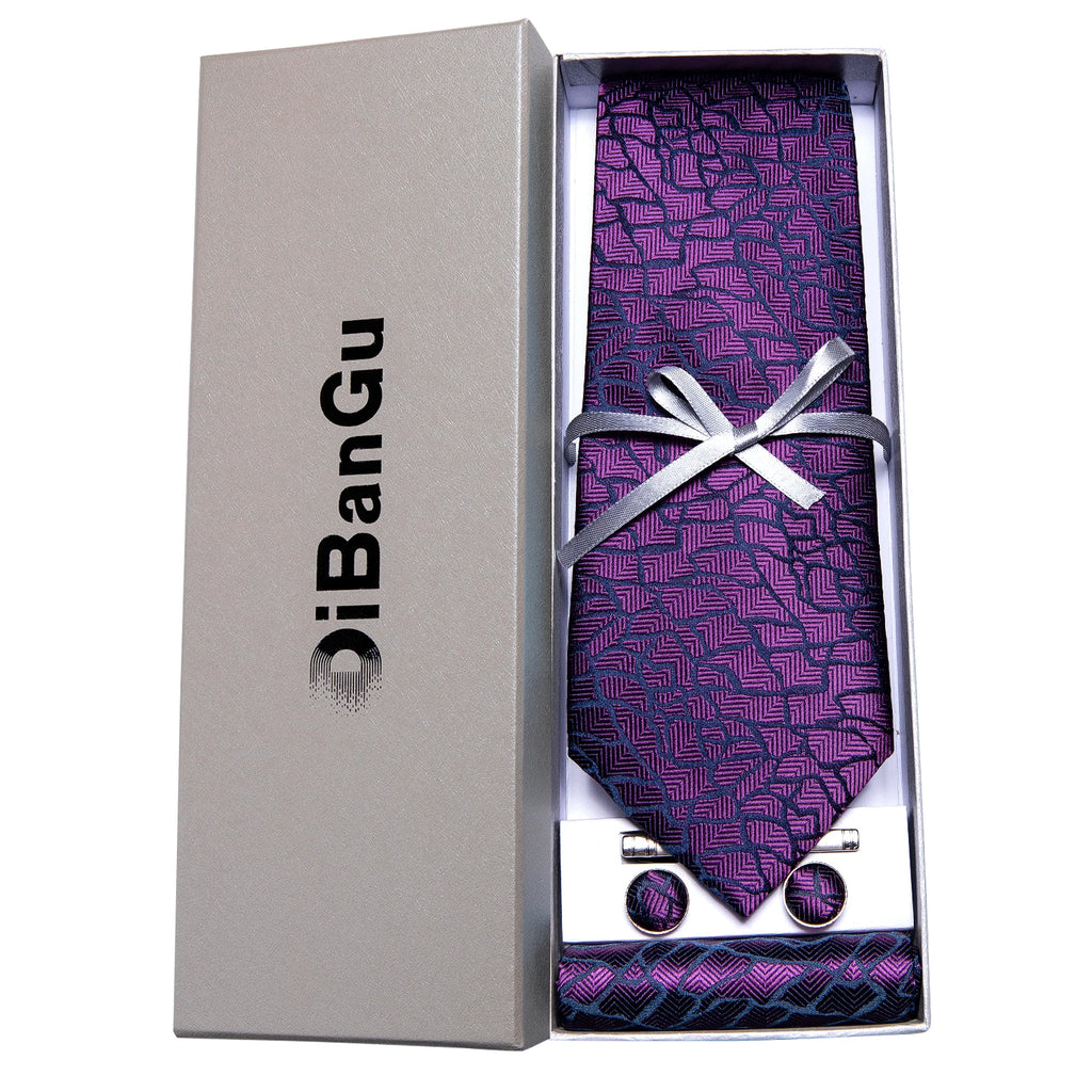 Solid Black Plaid Men's 8cm Polyester Neck Tie Handkerchief Cufflinks Set with Gift Box Tie Clip Birthday Anniversary Gift
