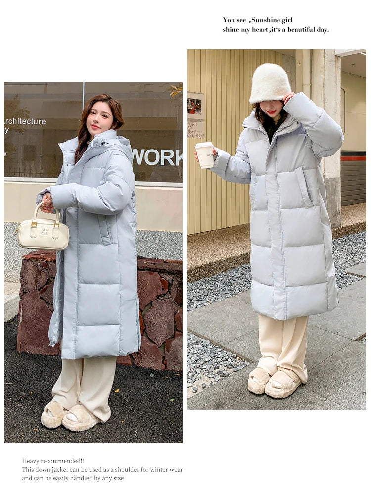 2025 Winter Women Jacket Coats Long Parkas Female Down Cotton Hooded Overcoat Thick Warm Jackets Windproof Casual Student Coat