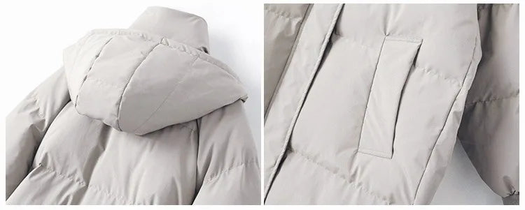 ITOOLIN Women Casual Down Coat Thicken Cotton Warm Hooded Long Coat Long Sleeve Parkas Button Pocket Autumn Winter Office Coat