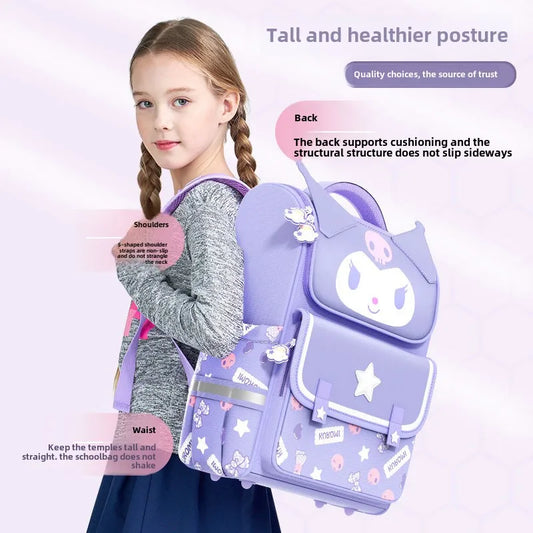 Cute Sanrio cartoon My Melody Kuromi Hello Kitty backpack Student large capacity spine protection and burden reduction backpack