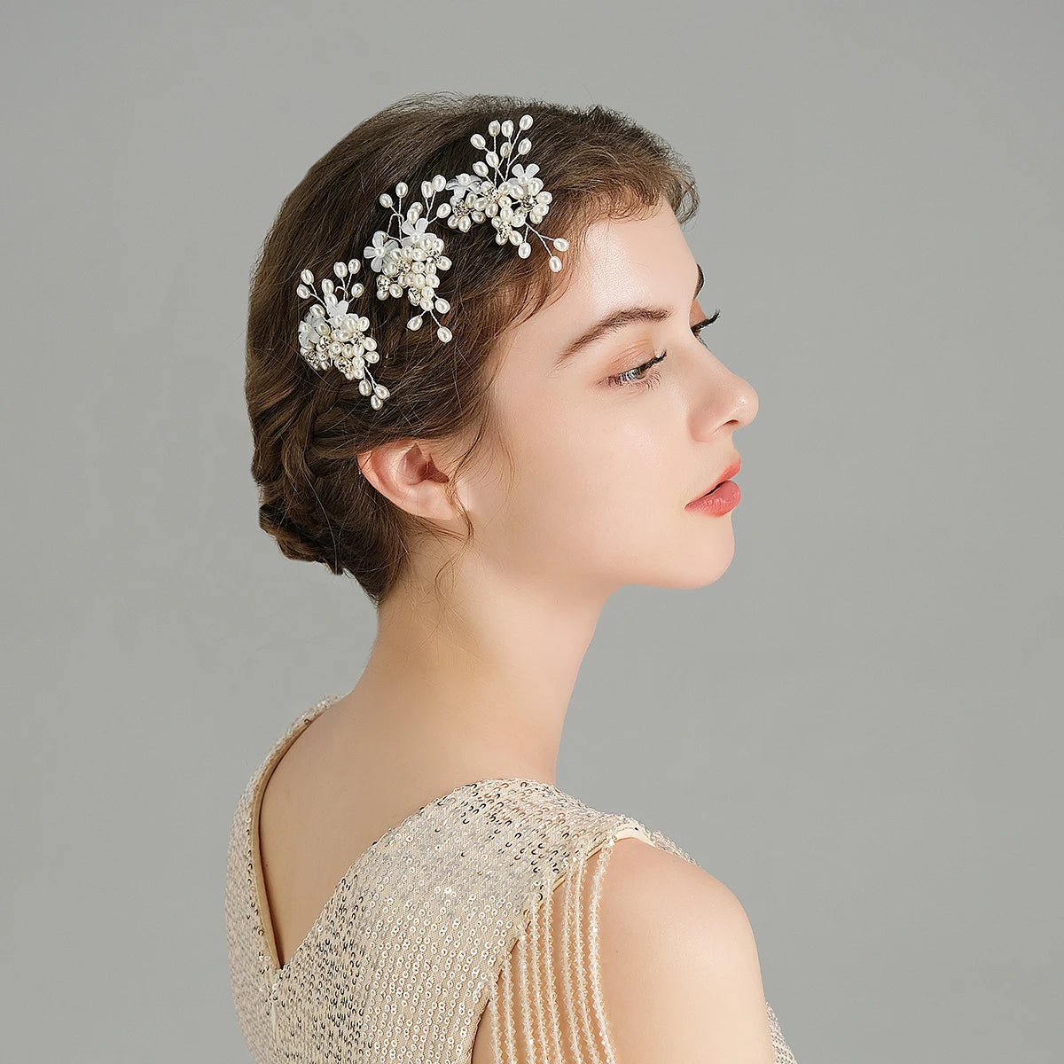 Fashion Pearl Rhinestone Flower Hair Pins barrette Bride Wedding Jewelry Accessories Hair Clips Headpiece For Women