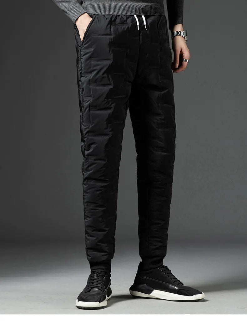 2025 Winter Warm Pants Men's Thicken Dowm Cotton Pants Outdoor Casual Joggers Pants Windproof Waterproof Thermal Trousers Male