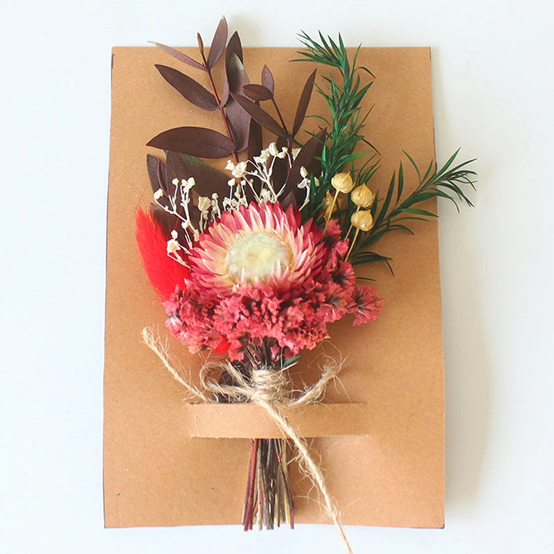 1pc Mini Natural Dry Flowers Bouquet Bridesmaid Boutonnieres Christmas Wedding Decor Valentine's Day DIY Floral Materials