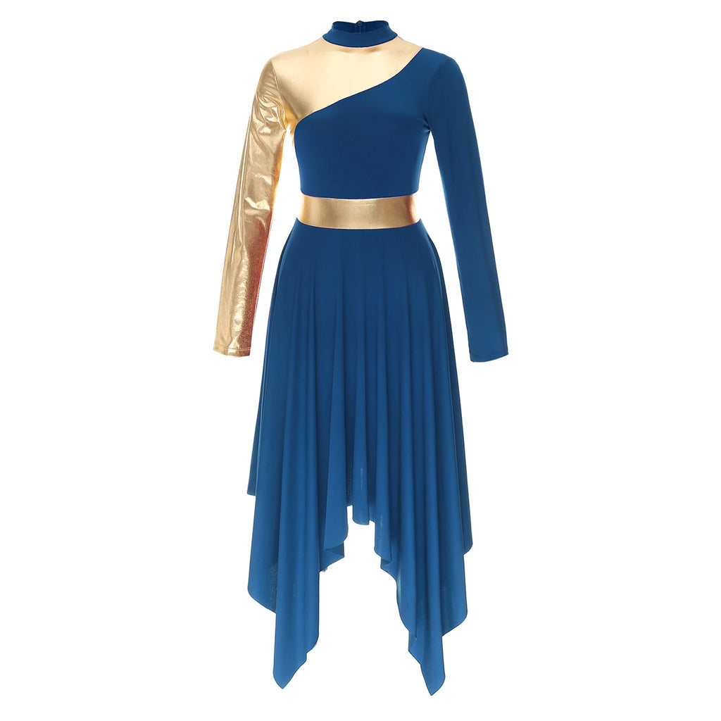 Women Worship Robe Lyrical Praise Dance Costume Modern Dress Adults Liturgical Celebration of Spirit Dancewear Performance Dress