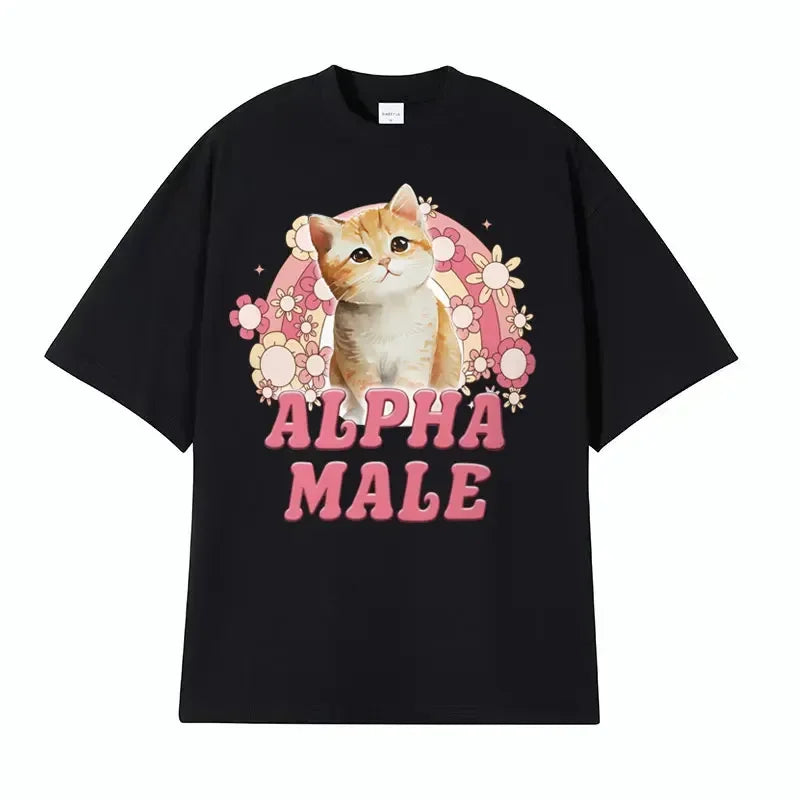 Cute Kitten Rainbow Graphic T-Shirt – Funny Cat Meme Streetwear Tee