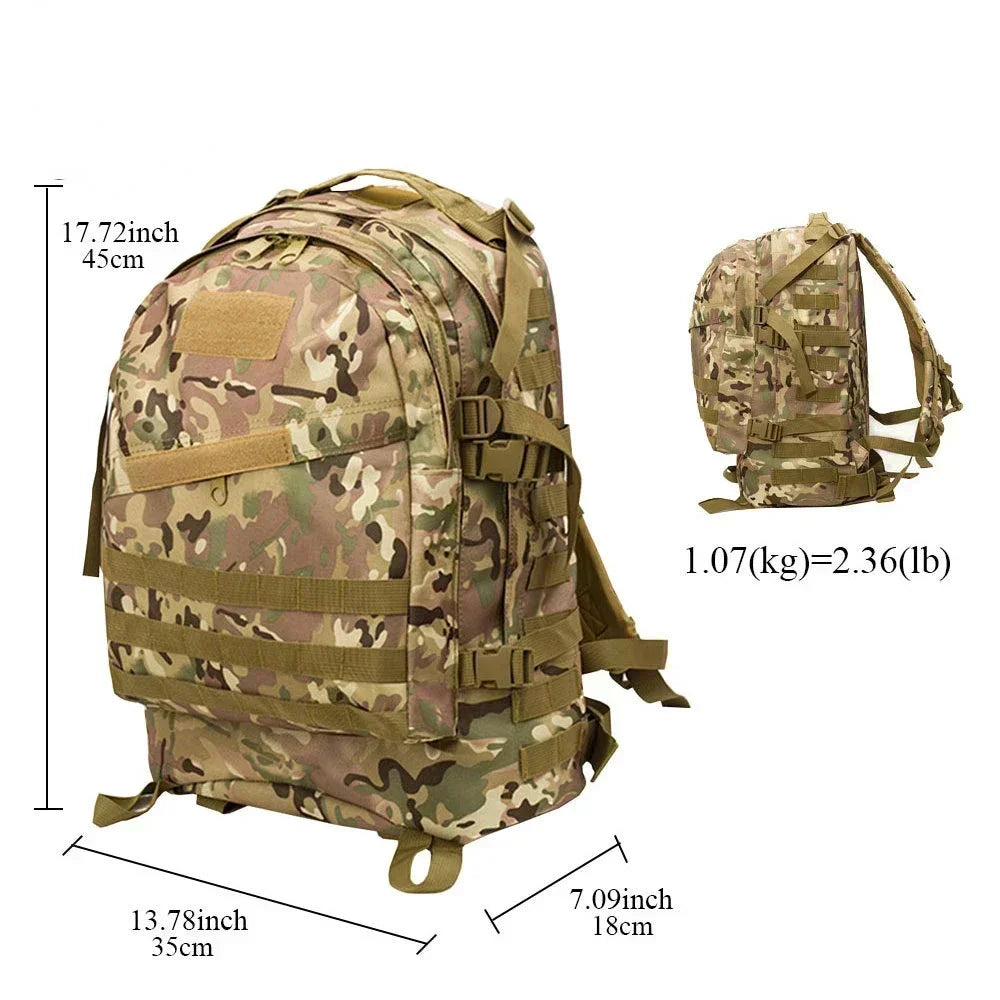 50L 3D Outdoors Tactical Backpack Molle Assault Bag Waterproof Hunting Climbing Hiking Fishing Trekking Travel Mochila Rucksack