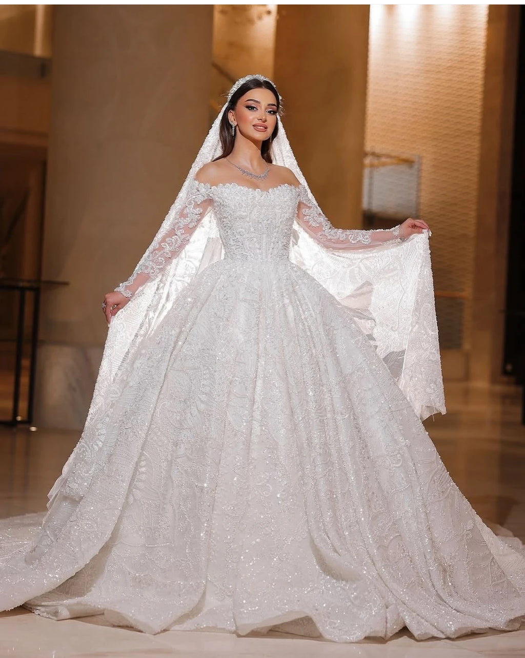 Customized Luxurious Wedding Dress Organza With Embroidery Bead Princess Ballgown O-Neck Bride Dress Vestido de novia 2025