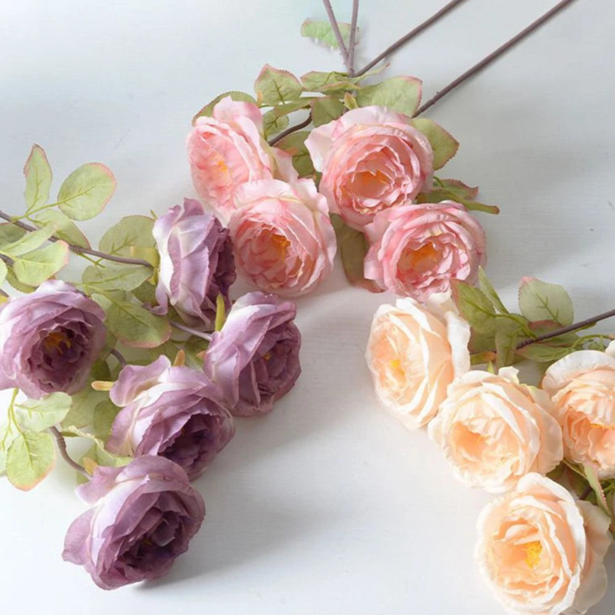 Artificialflower Caramel Rose High Quality Garden Courtyard Wedding Bride Bouquet Wreath Home Table Vase Festival Diy Gift Decor
