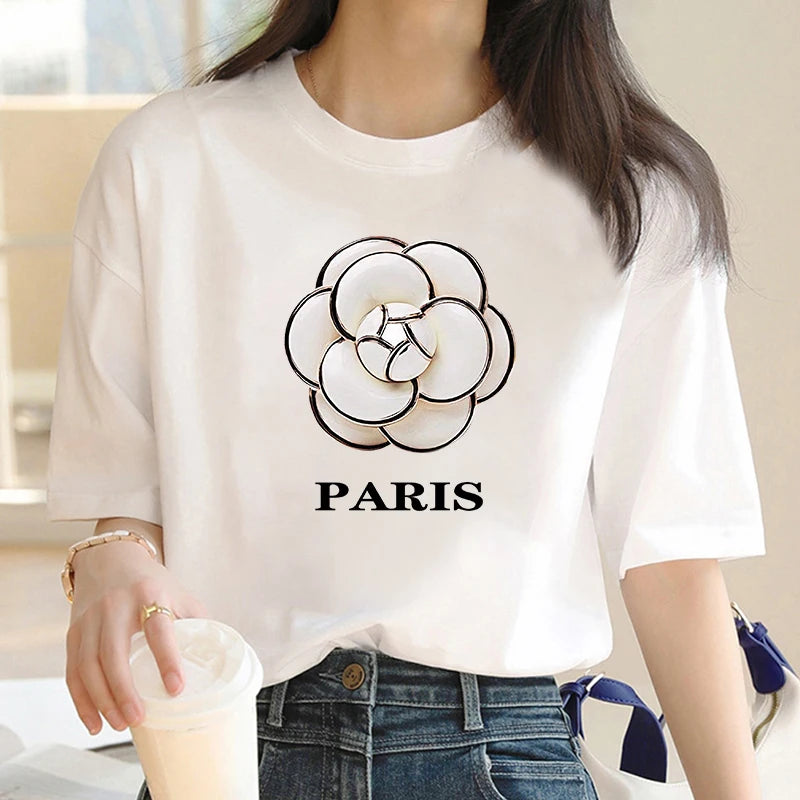 Oversized Luxury Brand NewParis Graphic Tshirt Female Summer Casual T-Shirts For Women's Girls Streetwear Short Sleeve Tee Shirt