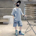 Boys Sets Summer Kids Sports Suit New Fashion Outfit Children's Short-Sleeved Top Shorts 2 Pieces 2025 Teenage Casual Clothes