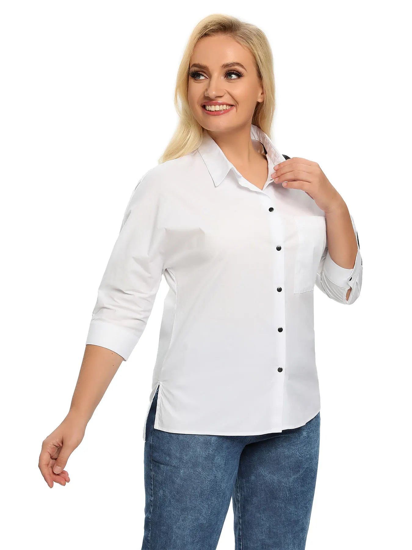 Women Plus Size Woven Spring And Autumn Fashionable Shirt