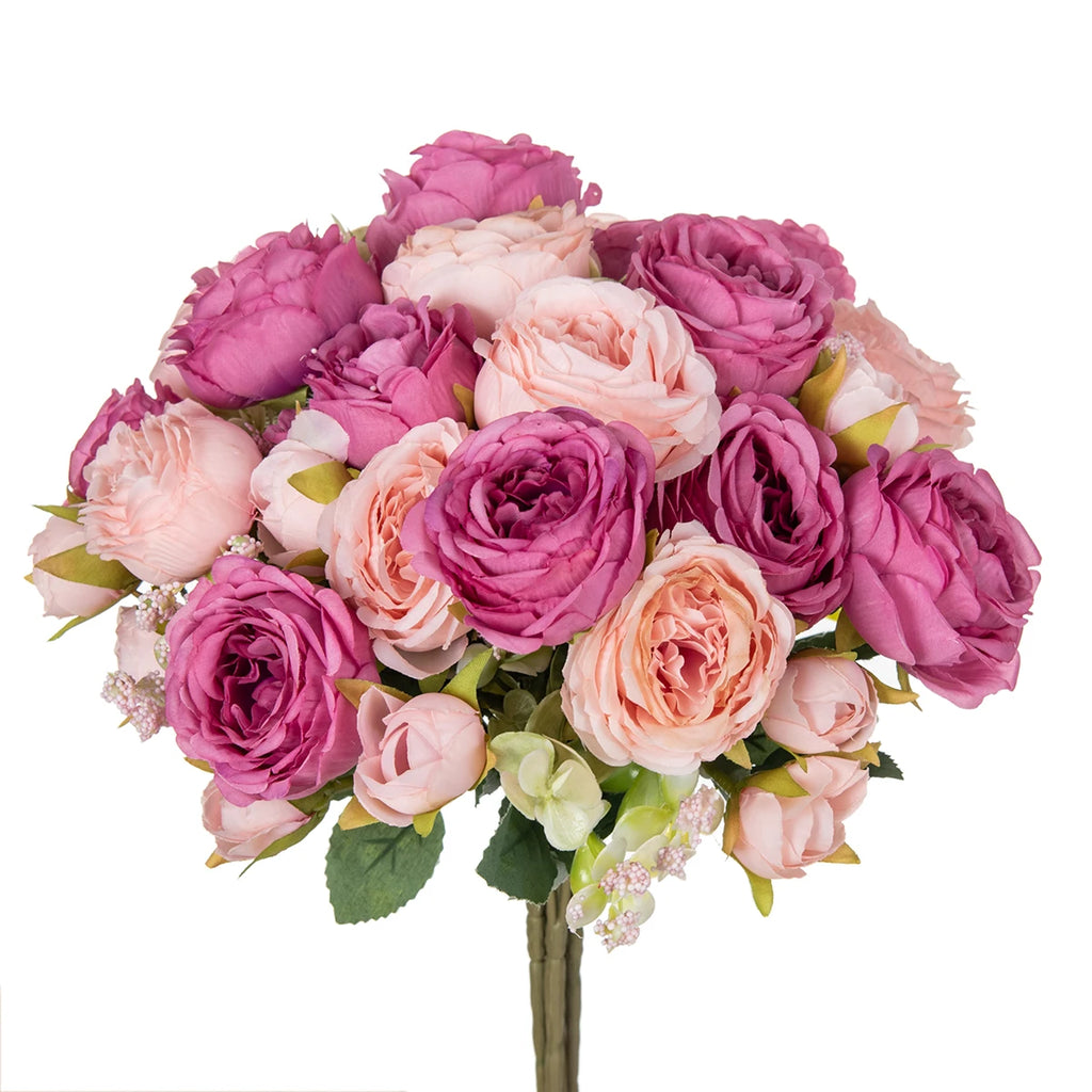 Fake Silk Peony Vases for Home Decor Christmas Garland Wedding Party Living Room Bouquet Decoration Accessory Artificial Flowers