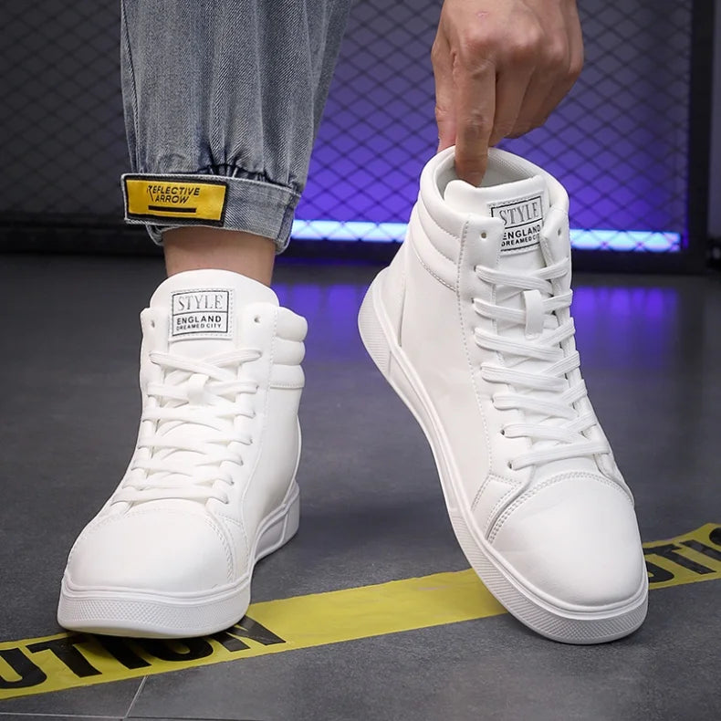 2025 Spring Fashion Red Men's Sneakers High Top Skateboarding Shoes for Men Women Comfortable Unisex Leather Sneakers Size 35-46