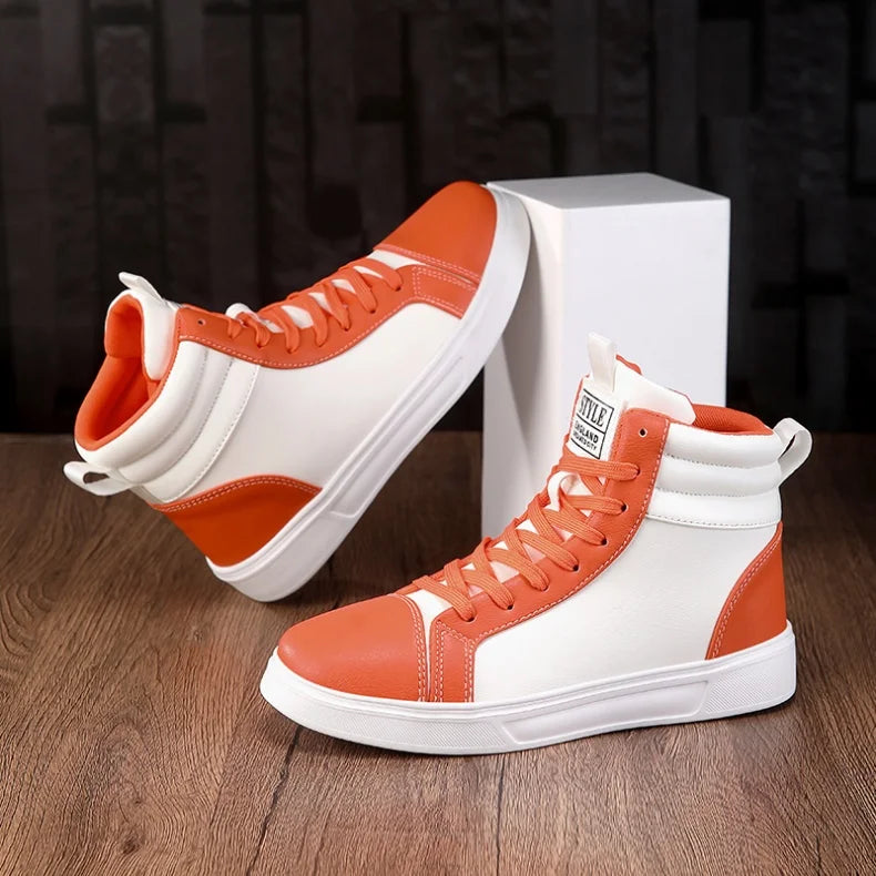 2025 Spring Fashion Red Men's Sneakers High Top Skateboarding Shoes for Men Women Comfortable Unisex Leather Sneakers Size 35-46