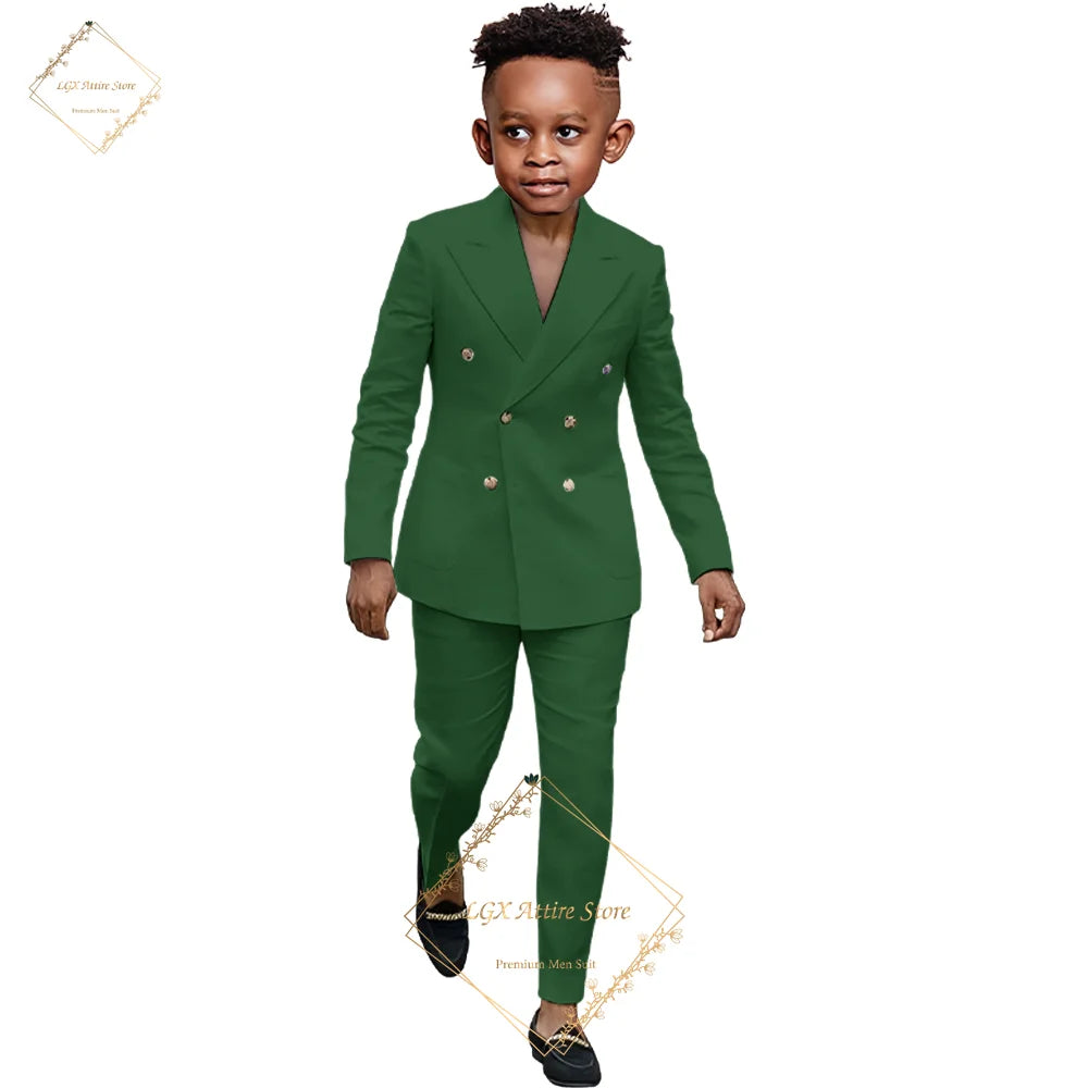 Boys suit 2 piece suit - custom made for 2~16 year old children double breasted peak lapel formal occasion slim fit suit