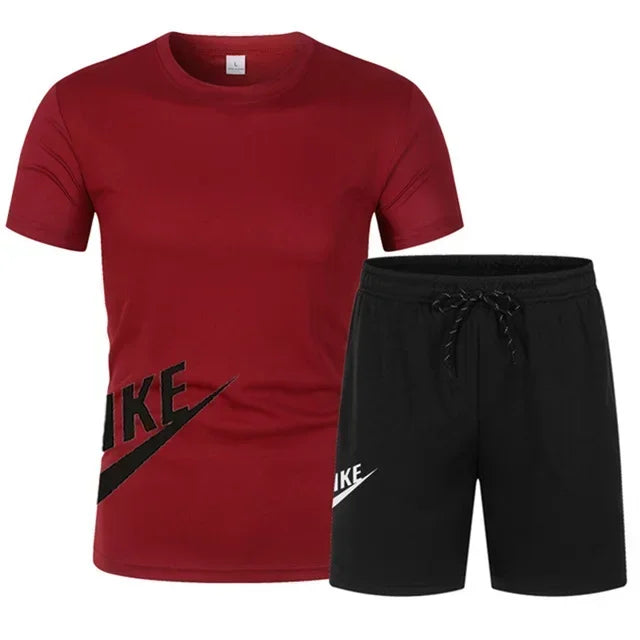 2025 Summer Sports Men's Suit Running 3d Printed Top Casual T-shirt + Shorts 2-piece Jogging Breathable Quick-drying Clothing