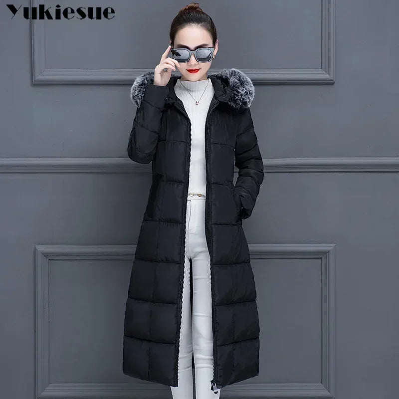 womens winter jackets and coats 2022 Parkas for women long Wadded Jackets female warm Outwear With a Hood  Faux Fur Collar
