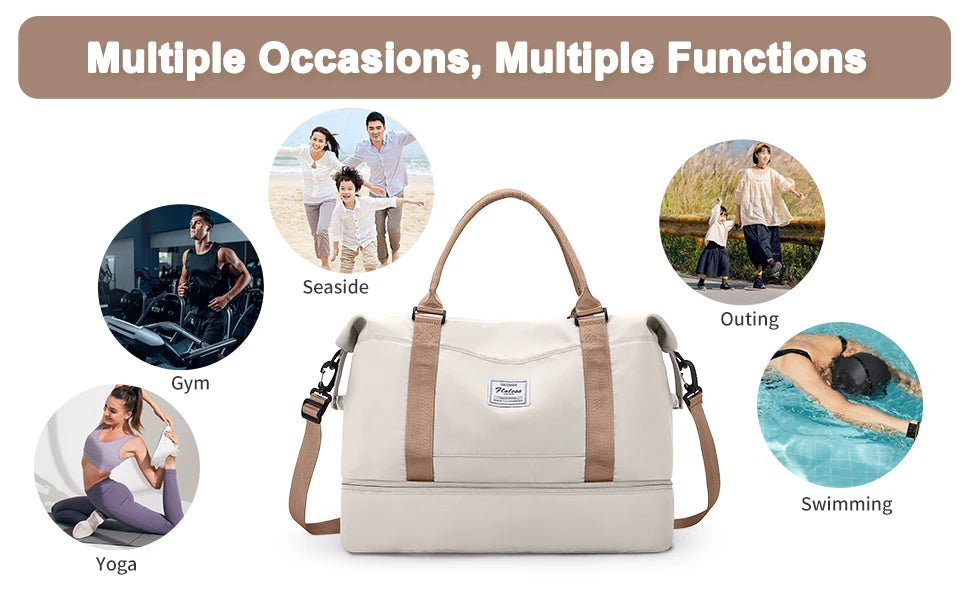 Likros Duffel Bag Travel Bag with Shoes Compartment, Gym Tote Bags, Shoulder Weekender Overnight Bag for Women Luggage Hangbag