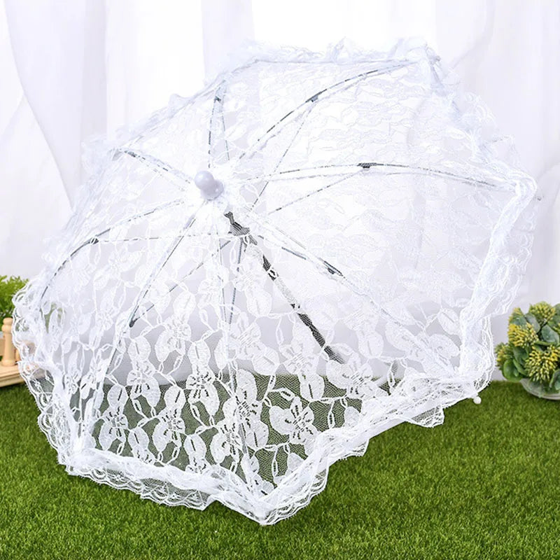 New Bride Wedding Umbrella Women Parasol Elegant White Lace Umbrella For Wedding Bridal Party Stage Performance Photography Prop