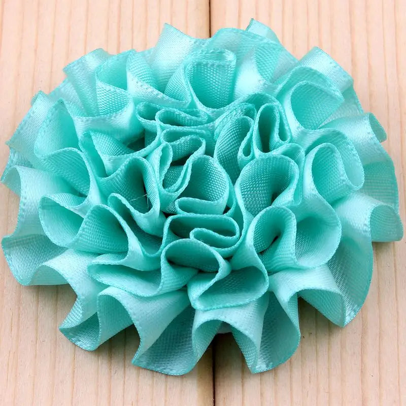 10PCS 5.5CM  Satin Artificial Lace Fabric Wedding Dress  Chiffon Flowers Bride Clothes Headwear Decoration