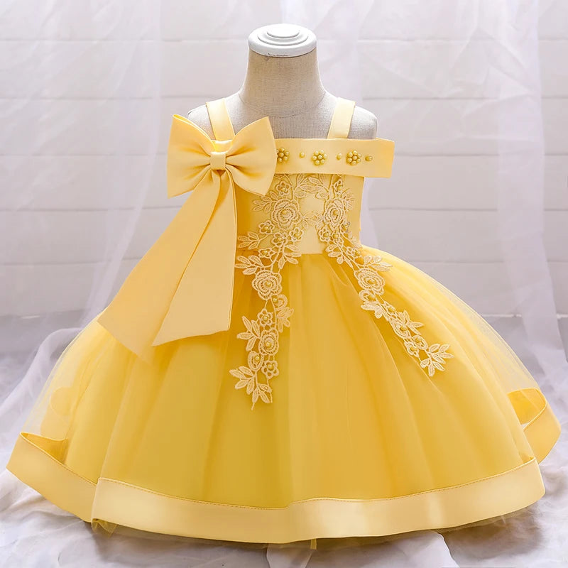 Flower Ceremony 1st  Birthday Dress For Baby Girl Clothing Baptism Princess Dress Girls Dresses Party Costume One Shoulder