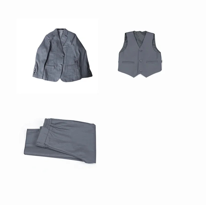 Spring Autumn Formal Boy Suit for Weddings Children Party Host Costume Wholesale Clothing 3Pcs/Set Blazer Vest Pants