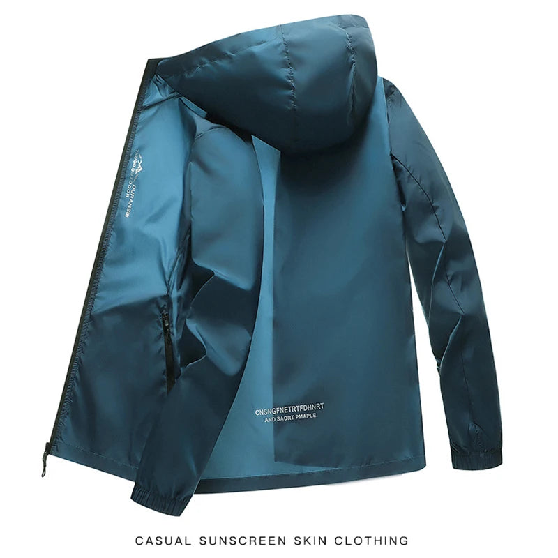 Men's Jacket Summer Sun Protection UPF50+ High-End Waterproof Thin Jacket Hooded Breathable Lightweight Outdoors Fishing Jacket