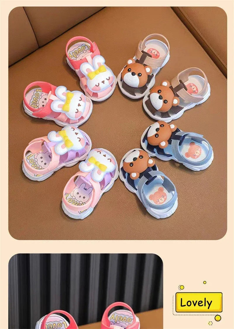 High Quality Comfortable Breathable Baby Children Outdoor Sandals Simple Versatile Cute Cartoon Boys Girls Infants Walking Shoes