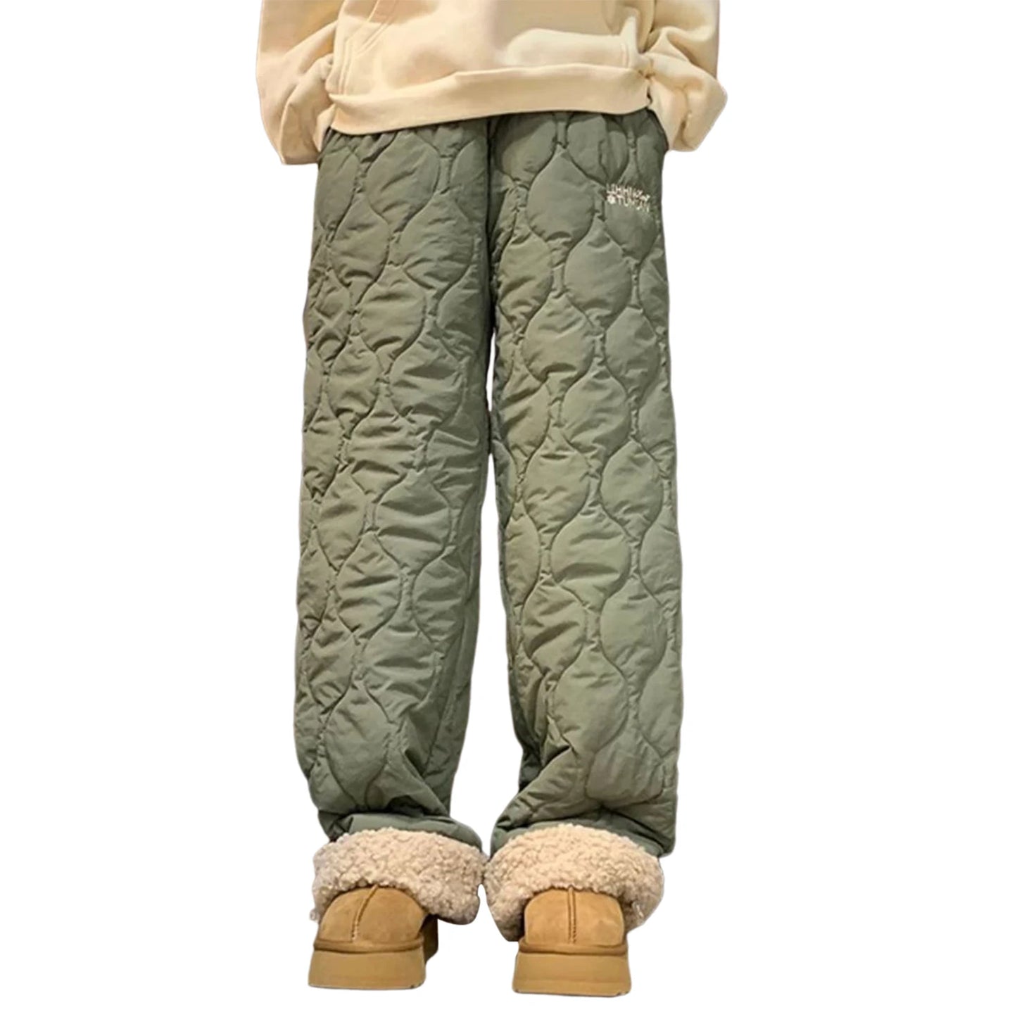 Winter Down Pants Fleeces Lines Windproof Women High Waist Warm Trousers Ultra Warm Water Repellent Loose Trousers 2025