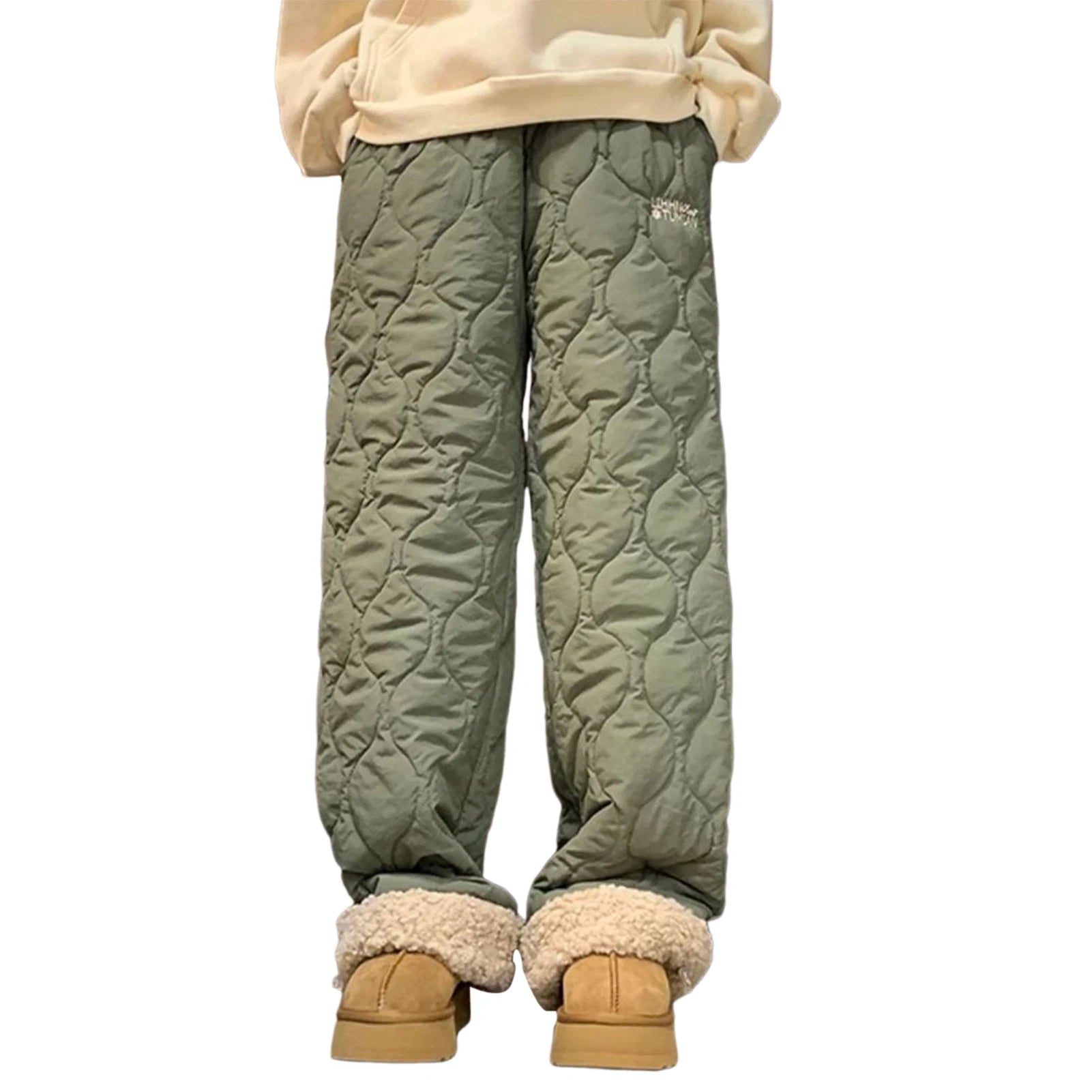 Winter Down Pants Fleeces Lines Windproof Women High Waist Warm Trousers Ultra Warm Water Repellent Loose Trousers 2025
