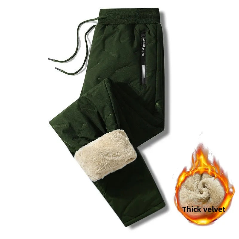 Winter Sweatwear Men Plush Thick Fleece Sweatpant Lambswool Thermal Trousers Casual Pants Waterproof Windproof Warm Cotton Pants