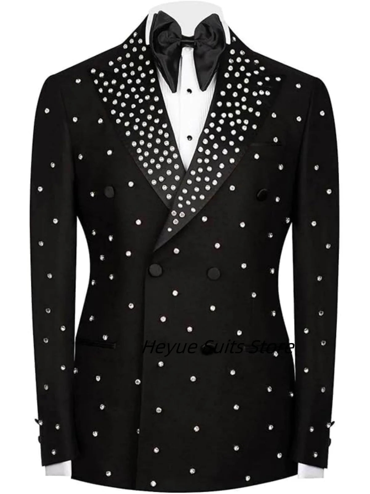Luxury Shiny Diamond Double Breasted Men Suits Groom Wedding Party Tuxedos Custom Made Fashion Male Blazers Costumes Homme