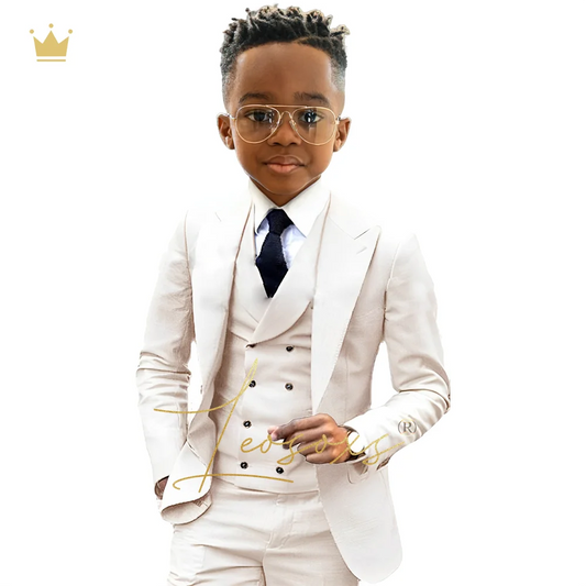 Boys formal suit 3 piece suit (jacket, green collar vest + trousers) custom wedding birthday queue celebration suit