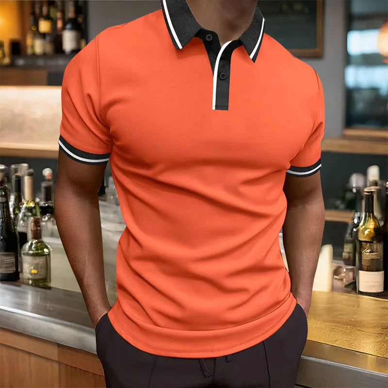 Summer Men's Short sleeved Polo Shirt Business Casual Collar T-shirt Plus Size Breathable Top European and American Plus size