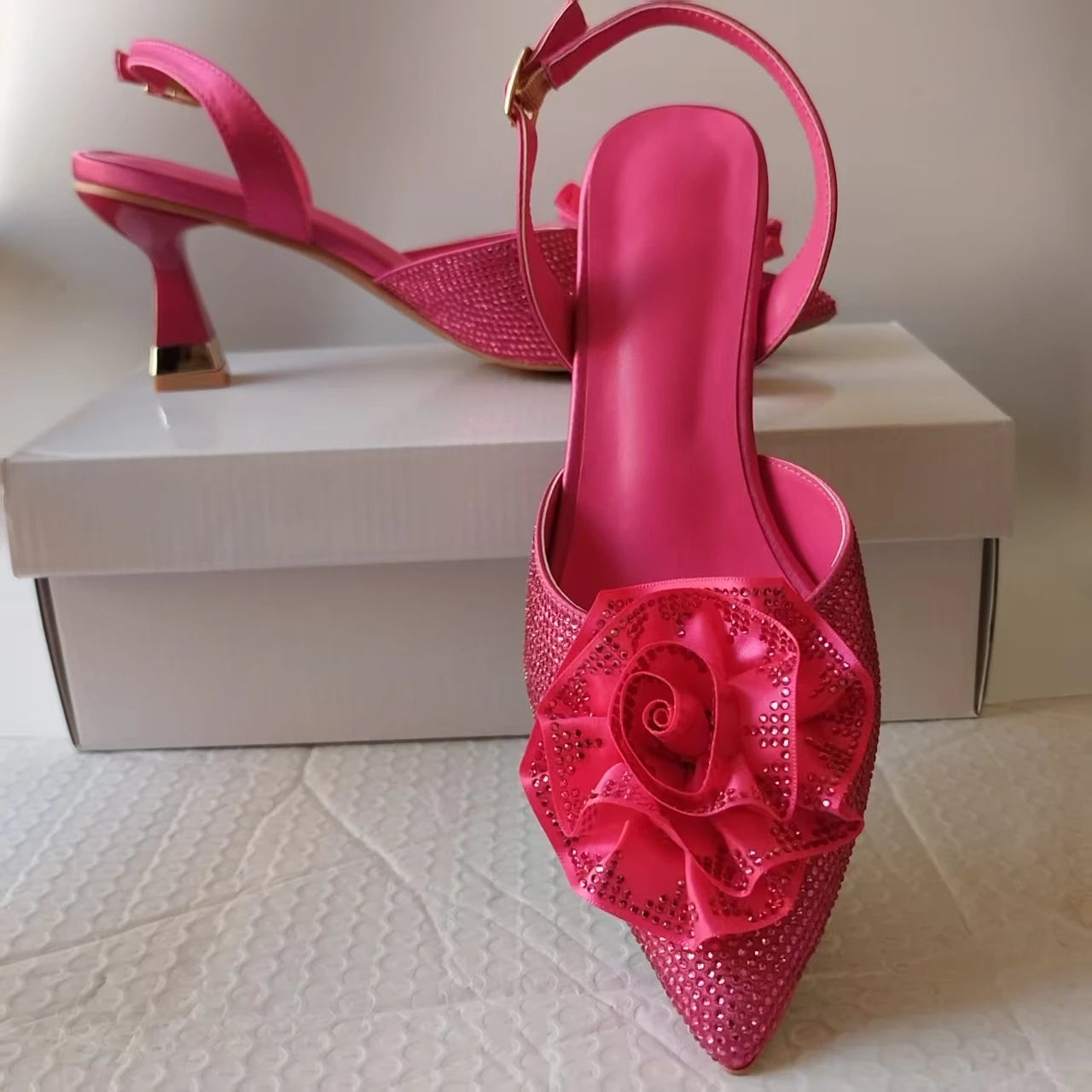 INSIGHTLINK Purple High Heels sandals and Bag Women Gems Dress Shoes Wedding stiletto Sandals Lady Bride high-heeled Stone Shoes