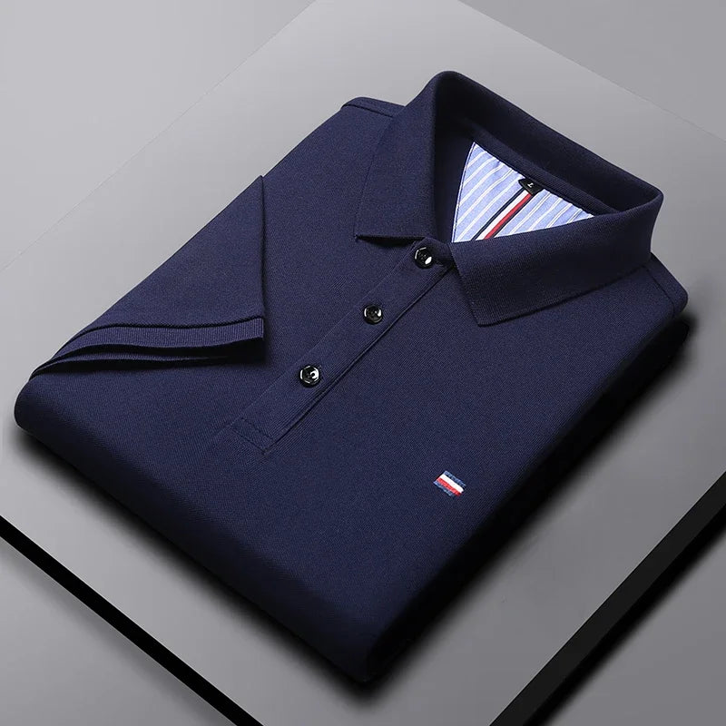 2025 New Cotton Summer Men's Casual Fashion Versatile Polo Shirt Breathable and comfortable embroidered top