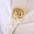Gold Artifical Rose Flowers Bridesmaid Marriage Groomsman Boutonniere for Wedding Accessories