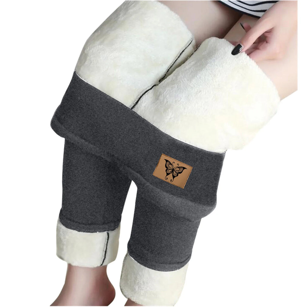 Winter Women Leggings Fleece Lined Velvet Keep Warm Pants High Waist Leggings Solid Color Comfortable Stretchy Thermal Trousers