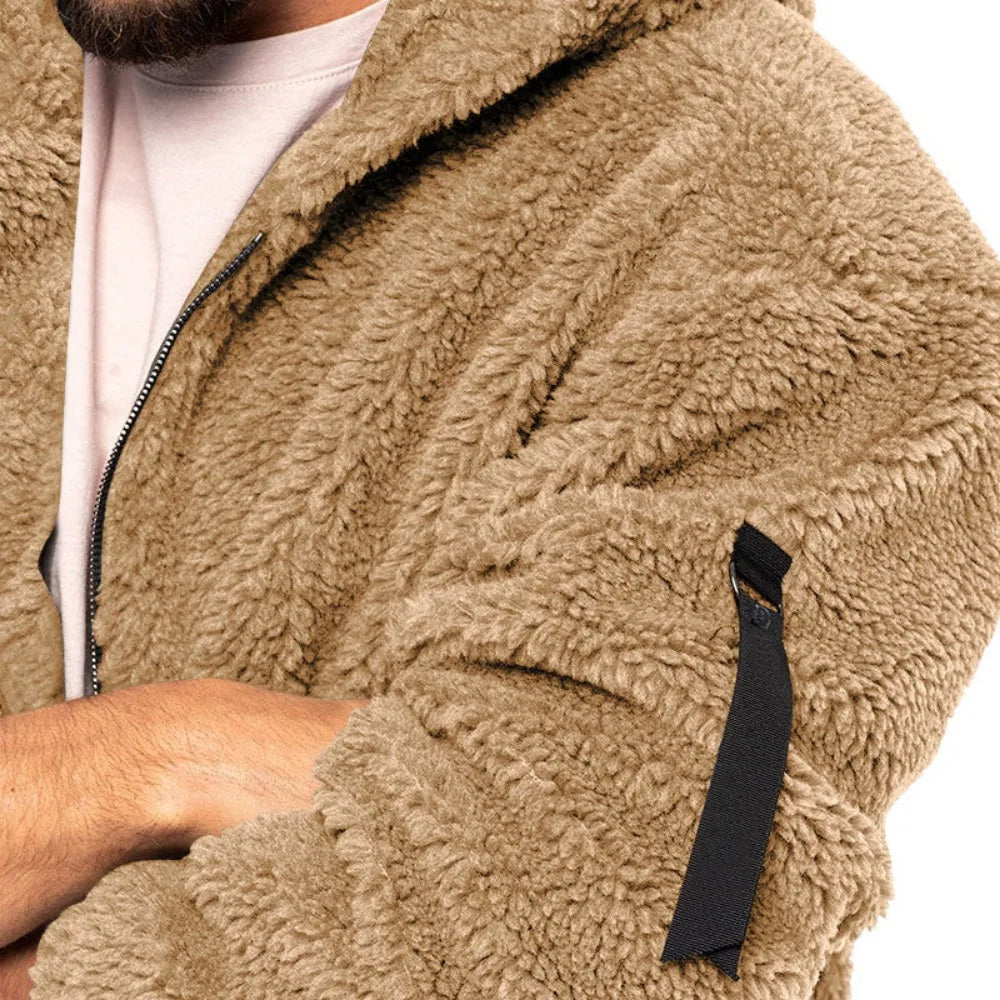 Men's Winter Jacket Warm Loose Casual Fleece Soft Fabric Velvet Skin Friendly Solid Streetwear Fashion Jackets Coats for Men