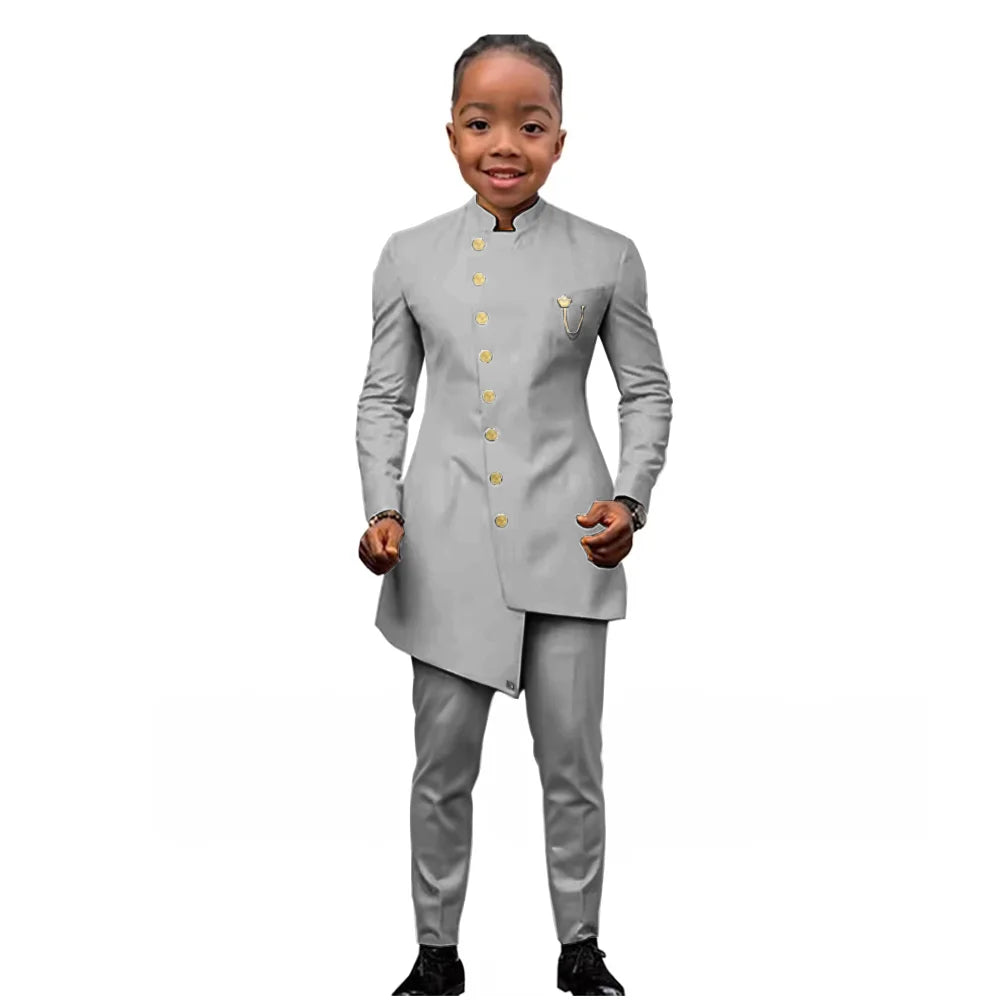 African Boys Suit 2 Piece Set (Jacket+Pant) Long Blazer for Kids Wedding Tuxedo Custom Size Boys Blazer