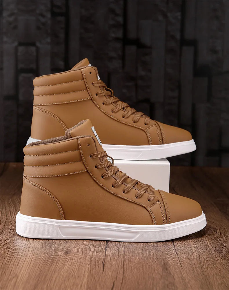 2025 Spring Fashion Red Men's Sneakers High Top Skateboarding Shoes for Men Women Comfortable Unisex Leather Sneakers Size 35-46