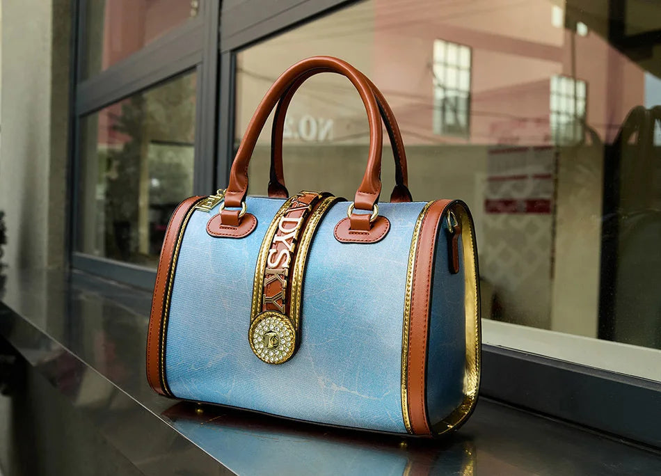 Classic Retro Women's Shoulder Bag Boston Handbag Crocodile Embossed Crossbody Letter Decoration High Quality Top Handle Bag