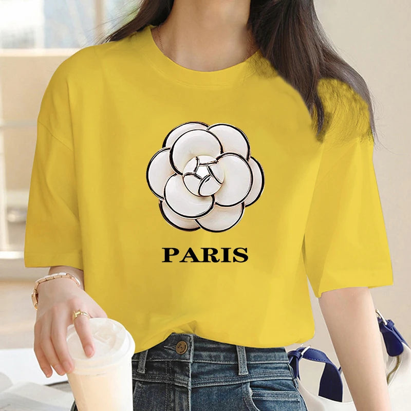 Oversized Luxury Brand NewParis Graphic Tshirt Female Summer Casual T-Shirts For Women's Girls Streetwear Short Sleeve Tee Shirt