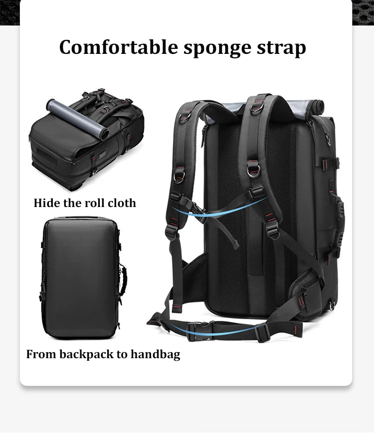 Men Travel backpack waterproof 17 inch Business Laptop Backpack with Separate Shoe Bag USB charging 50L outdoors Hiking Backpack